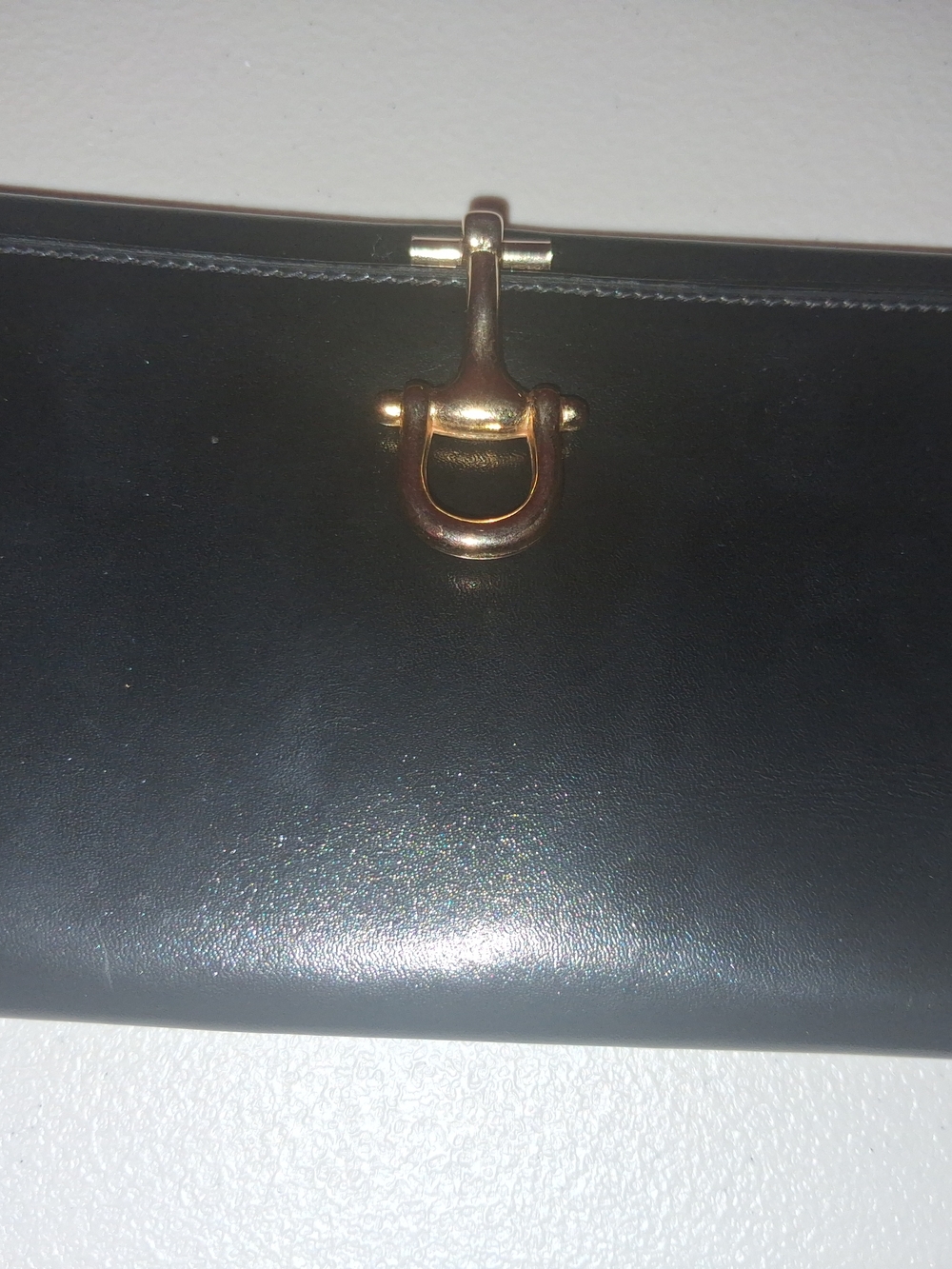 Varon Hungary Black Leather Horsebit Wallet / Clutch